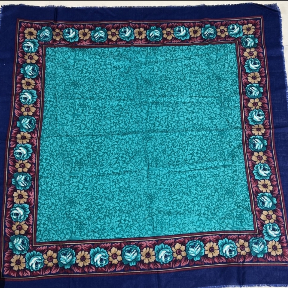 Glentex Blue & Teal 30" Floral Square Scarf